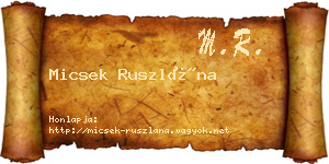 Micsek Ruszlána névjegykártya